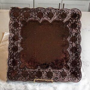 Arte Italica Merletto Metallic Square Ceramic Tray